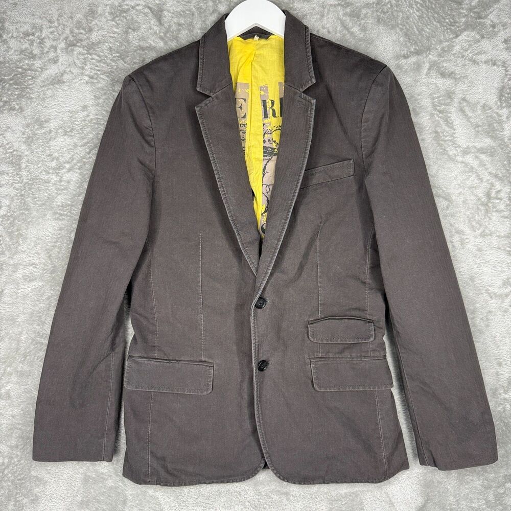 Juicy Couture Blazer Men 40 Gray Corduroy Single Breasted Notch Lapel Jacket
